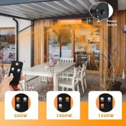 Costway Wall-Mounted Patio Heater 750W/1500W Infrared Heater With 9-Level Adjustable 24H Timer & Remote Control Black 16 Costway Wall-Mounted Patio Heater 750W/1500W Infrared Heater With 9-Level Adjustable 24H Timer & Remote Control Black -Garden & Outdoors GUEST 0059d4e9 b83e 4e5d 8386 bba946e7ec19