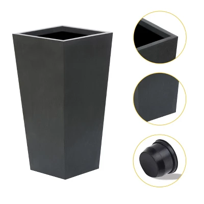 LuxenHome Square Tapered 18.5" H House Planters, Indoor & Outdoor Black 10 LuxenHome Square Tapered 18.5" H House Planters, Indoor & Outdoor Black - Image 8
