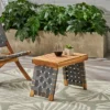 Huntsville Acacia Wood Foldable Side Table - Brown Patina/Gray - Christopher Knight Home -Garden & Outdoors GUEST 0183dbae 9c79 4a25 a234 855f234646f6