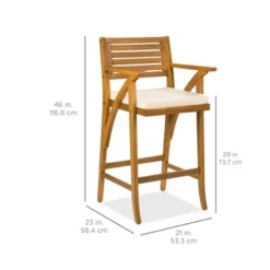Best Choice Products Set Of 2 Outdoor Acacia Wood Bar Stools Bar Chairs W/ Weather-Resistant Cushions - Teak Finish -Garden & Outdoors GUEST 02b26aa7 0b5e 4a78 bfa6 4cf2e5b7e483