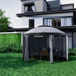 Tangkula 11.5'Outdoor Patio Round Dome Gazebo Canopy Shelter Double Roof Steel Gray -Garden & Outdoors GUEST 02ba578b 15ef 4dfb bb91 33c0b8ebf7f0