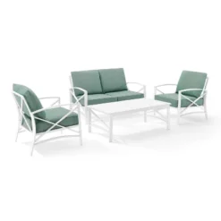 4pc Kaplan Outdoor Steel Conversation Set Mist/White - Crosley -Garden & Outdoors GUEST 04008ea1 da07 43f2 9e9d 31d064c678cc