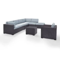 Biscayne 6pc Outdoor Wicker Sectional Set - Mist - Crosley -Garden & Outdoors GUEST 04b1b7e9 dd50 4ce8 8f67 6c3bce258fee