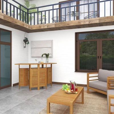 Patio Bar Table Teak - Olivia & May 16 Patio Bar Table Teak - Olivia & May - Image 14