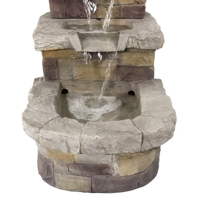 Sunnydaze Decor Sunnydaze 21"H Electric Polyresin 3-Tier Brick Steps Outdoor Water Fountain With LED Light 5 Sunnydaze Decor Sunnydaze 21"H Electric Polyresin 3-Tier Brick Steps Outdoor Water Fountain With LED Light - Image 3