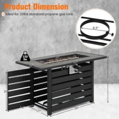 Costway 42'' Rectangular Propane Fire Pit Table 50,000 BTU W/ Lava Rocks & PVC Cover -Garden & Outdoors GUEST 05981b97 d267 4c09 b61c b26f6d9e748c