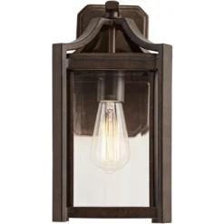 Franklin Iron Works Rockford Rustic Farmhouse Outdoor Wall Light Fixture Bronze 12 1/2" Clear Beveled Glass For Post Exterior Barn Deck House Porch -Garden & Outdoors GUEST 0777758f d544 476e baff 4dfe74819e26
