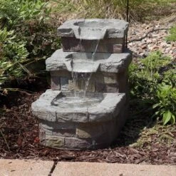 Sunnydaze Decor Sunnydaze 21"H Electric Polyresin 3-Tier Brick Steps Outdoor Water Fountain With LED Light 11 Sunnydaze Decor Sunnydaze 21"H Electric Polyresin 3-Tier Brick Steps Outdoor Water Fountain With LED Light -Garden & Outdoors GUEST 08231ebe 727c 4227 bef9 801320f8e169