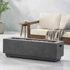Wellington Outdoor 50000 BTU Rectangular Fire Pit With Concrete Finish - Christopher Knight Home -Garden & Outdoors GUEST 0881f0a7 0d7a 4c42 b01c 9f8bc795e405