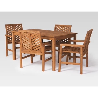 5pc Slatted Chevron Acacia Wood Patio Dining Set - Saracina Home 8 5pc Slatted Chevron Acacia Wood Patio Dining Set - Saracina Home - Image 6
