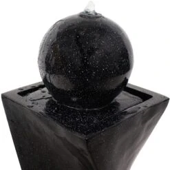 Sunnydaze Decor Sunnydaze Outdoor Polyresin Solar Powered Black Ball Water Fountain Feature With LED Light - 30" - Black -Garden & Outdoors GUEST 0971a317 7ad4 4eb8 8235 2bfb1175e0ae