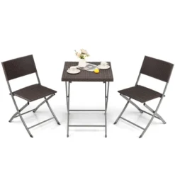 Tangkula 3PCS Patio Bistro Set Folding Wicker Chairs & Table Outdoor Patio Furniture Set -Garden & Outdoors GUEST 0a6f4a93 ba25 42a4 aebb 18919e500b1b