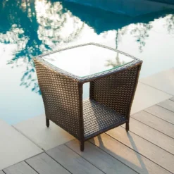 Weston Wicker With Glass Top Patio Side Table - Multi-Brown - Christopher Knight Home -Garden & Outdoors GUEST 0a6f92fe 718f 442e 88af 7cc790fc1c4a
