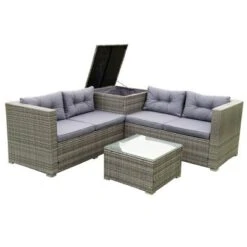 4pc Wicker Patio Seating Set With Cushions - Gray - GODEER 30 4pc Wicker Patio Seating Set With Cushions - Gray - GODEER -Garden & Outdoors GUEST 0c9e55e1 aaf3 471f 8c64 3acf39ee065b 1