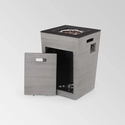 Langton Square 19.5" Light Weight Concrete Gas Fire Column Dark Gray - Christopher Knight Home 5 Langton Square 19.5" Light Weight Concrete Gas Fire Column Dark Gray - Christopher Knight Home - Image 3