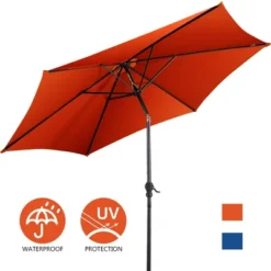 Costway 9FT Patio Umbrella Patio Market Steel Tilt W/ Crank Outdoor Yard Garden Orange -Garden & Outdoors GUEST 0da1a856 69e5 4232 a04b 1a7cb9fc9ced