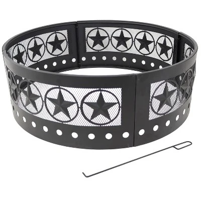 Sunnydaze Decor Sunnydaze Outdoor Heavy-Duty Steel Portable Large Round Four Star Cut Out Fire Pit Ring - 36" - Black 6 Sunnydaze Decor Sunnydaze Outdoor Heavy-Duty Steel Portable Large Round Four Star Cut Out Fire Pit Ring - 36" - Black - Image 4