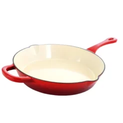Crock-Pot Artisan 12 Inch Enameled Cast Iron Skillet In Scarlet Red