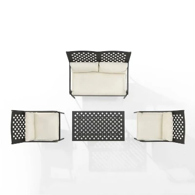 4pc Alistair Outdoor Steel Conversation Set Creme/Matte Black - Crosley 10 4pc Alistair Outdoor Steel Conversation Set Creme/Matte Black - Crosley - Image 8