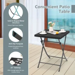 Tangkula 3PCS Patio Bistro Set Folding Wicker Chairs & Table Outdoor Patio Furniture Set -Garden & Outdoors GUEST 0e74866a d2e9 4160 8184 2b952df72631