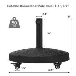 Costway 50 Lbs Round Resin Patio Umbrella Base Stand Holder W/ Lockable Wheels -Garden & Outdoors GUEST 0ec6b04d 73ce 4191 ba14 c1000af9c337