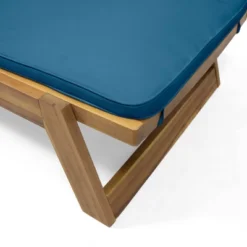 Kyoto 3pc Outdoor Acacia Wood Chaise Lounge Set With Cushions - Teak/Blue - Christopher Knight Home -Garden & Outdoors GUEST 0effdee0 0c57 43d4 be97 ca630ce93891