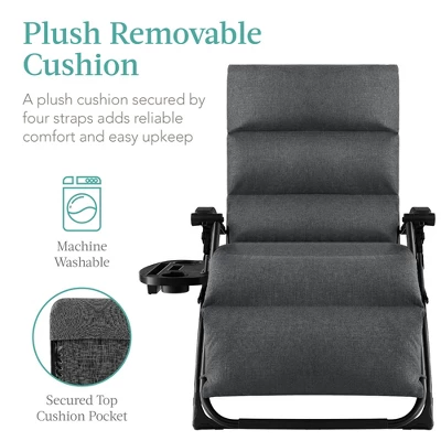 Best Choice Products Oversized Zero Gravity Chair, Folding Recliner W/ Removable Cushion, Side Tray 3 Best Choice Products Oversized Zero Gravity Chair, Folding Recliner W/ Removable Cushion, Side Tray