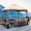 Costway 10x10 FT 2-Tier Patio Gazebo Canopy Netting Heavy-Duty Metal Easy-Setup Outdoor -Garden & Outdoors GUEST 0f96ac30 78e8 4a46 a2a9 1eaef140eb62