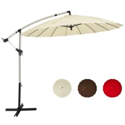 Tangkula 10 FT Patio Offset Hanging Market Umbrella Cantilever Outdoor Umbrella W/Crank & Cross Base -Garden & Outdoors GUEST 0fe99c8d cb24 4900 9097 1d60c330becf
