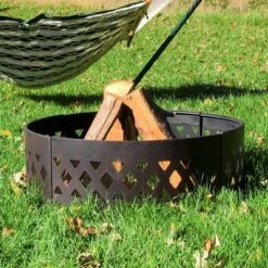 Sunnydaze Decor Sunnydaze Outdoor Heavy-Duty Steel Portable Large Round Crossweave Cut Out Fire Pit Ring - 36" - Black -Garden & Outdoors GUEST 0ff5d069 d72d 4bff 84ec 73a05054e3f0