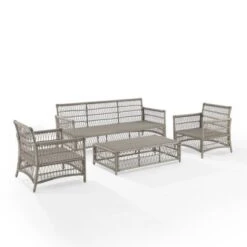 4pc Thatcher Outdoor Steel Conversation Set Creme/Driftwood - Crosley -Garden & Outdoors GUEST 1071d75c 7959 4731 b90a 3e252d0cfd34