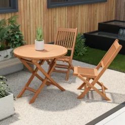 Costway 31.5'' Patio Round Folding Dining Table Solid Teak Wood Natural Outdoor Portable -Garden & Outdoors GUEST 112e22ef b8c6 404e b5ec e12641399413