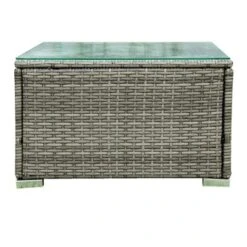 4pc Wicker Patio Conversation Seating Set With Thick Cushions - Gray - GODEER -Garden & Outdoors GUEST 12cf99a3 dbcc 4c92 8640 8bee0d1cb249