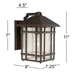 Kathy Ireland Sierra Craftsman Mission Outdoor Wall Light Fixtures Set Of 2 Rubbed Bronze 11" Seedy Glass For Post Exterior Barn Deck House Porch Yard -Garden & Outdoors GUEST 158540a5 4627 480d 9838 25eb3edacff2