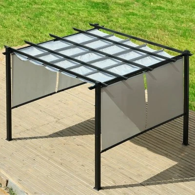 Aoodor 10 X 13 Ft Outdoor Pergola With Retractable Canopy, Aluminum Frame, 4 Pieces Patio Sun Shade Shelter For Backyard, Deck 5 Aoodor 10 X 13 Ft Outdoor Pergola With Retractable Canopy, Aluminum Frame, 4 Pieces Patio Sun Shade Shelter For Backyard, Deck - Image 3