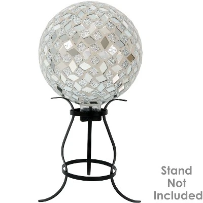 Sunnydaze Decor Sunnydaze Indoor/Outdoor Mirrored Diamond Mosaic Gazing Globe Glass Garden Ball - 10" Diameter - Silver 5 Sunnydaze Decor Sunnydaze Indoor/Outdoor Mirrored Diamond Mosaic Gazing Globe Glass Garden Ball - 10" Diameter - Silver - Image 3
