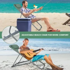 Tangkula 2 PCS Beach Chair Lounger Reclining Folding Chair W/3-Position Adjustable Backrest Blue/Orange/Green -Garden & Outdoors GUEST 16ac02d1 a488 4772 8d1e 5618ce6a5385