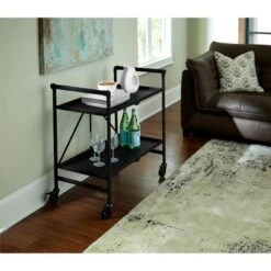 Indoor/Outdoor Folding Serving Cart With Wheels & Shelves - Black - Room & Joy -Garden & Outdoors GUEST 1705fe59 c5b0 47c8 be8c a51406ef66e9