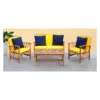 4pc Fontana Outdoor Set Teak Look/Yellow - Safavieh -Garden & Outdoors GUEST 179ac2d3 fefc 4f3a 975c 0853bf7fa2da