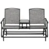 Gardenised Two Person Outdoor Double Swing Glider Chair Set With Center Tempered Glass Table, Loveseat Lawn Rocker Bench -Garden & Outdoors GUEST 17fe7096 03ce 4c8b 92a3 4d4c7203025a