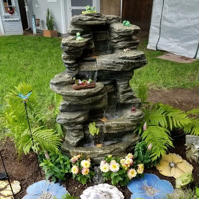 Sunnydaze Decor Sunnydaze 38"H Electric Polyresin And Fiberglass Stacked Shale Waterfall Outdoor Water Fountain With LED Lights 11 Sunnydaze Decor Sunnydaze 38"H Electric Polyresin And Fiberglass Stacked Shale Waterfall Outdoor Water Fountain With LED Lights - Image 9