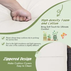 Costway Set Of 2 Patio Rattan Ottoman Footrest Cushions Wooden Handle Off WhiteBrownRedNavy -Garden & Outdoors GUEST 1906ba5a 78d3 4883 8234 7806532bdef7