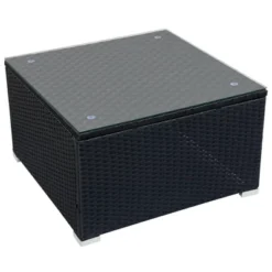 9pc Wicker Patio Set With Cushions - Black/Beige - GODEER -Garden & Outdoors GUEST 19e2fc4f 3caa 482d 92f9 306d86a74b0f