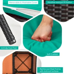 Tangkula Patio Loveseat 2 Person Cushioned Seats With Center Table Outdoor Rattan Furniture Set Turquoise/ Red -Garden & Outdoors GUEST 1a64c75d ec61 4dfe ab35 905db55bf19a