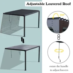 Aoodor Outdoor Louvered Pergola Adjustable Louvered Sloping Roof Wall-Mounted Pergola 16 Aoodor Outdoor Louvered Pergola Adjustable Louvered Sloping Roof Wall-Mounted Pergola -Garden & Outdoors GUEST 1ac92571 0a96 45a9 bd0e ad319d00ac7c