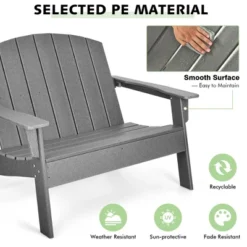Costway Patio Adirondack Chair Loveseat Bench HDPE Weather Resistant Deck Grey 12 Costway Patio Adirondack Chair Loveseat Bench HDPE Weather Resistant Deck Grey -Garden & Outdoors GUEST 1acc5510 9306 4ab5 8660 2a780e92b535
