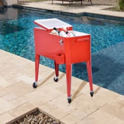 Costway Red Outdoor Patio 80 Quart Cooler Cart Ice Beer Beverage Chest Party Portable -Garden & Outdoors GUEST 1b11d75e 36f9 4586 9ada 77425879daf2