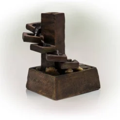 11" Resin Tiered Stone Eternity Tabletop Fountain Brown - Alpine Corporation -Garden & Outdoors GUEST 1b5ca965 4a3a 489b 8604 4f3e1e26a9c3