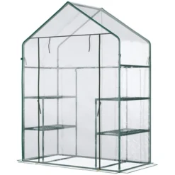 Outsunny 56" X 29" X 77" Mini Greenhouse, Walk-in Greenhouse, Garden Hot House With 4 Shelves, Roll-Up Door And Weatherized Cover, Deep Green 9 Outsunny 56" X 29" X 77" Mini Greenhouse, Walk-in Greenhouse, Garden Hot House With 4 Shelves, Roll-Up Door And Weatherized Cover, Deep Green -Garden & Outdoors GUEST 1c3c0386 f20c 4516 a509 74897e2ffd6a