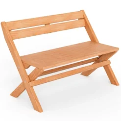 Costway Patio Folding Chair Solid Teak Wood Slatted Seat Natural Portable Outdoor -Garden & Outdoors GUEST 1cef6d5c 2876 4dc4 bf4c d8a4578133c8